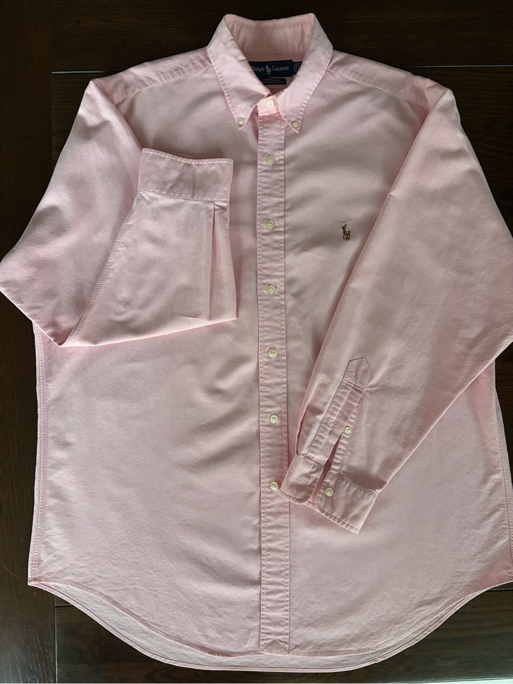 Ralph Lauren Men’s Yarmouth Oxford Long Sleeve Button Down Pink Shirt
